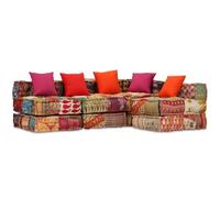 vidaXL Pouf Modulare a 4 Posti Tessuto Patchwork Divano Divanetto Sofà Salone