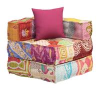 vidaXL Pouf Modulare con Cuscino in Tessuto Patchwork