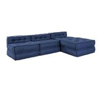 vidaXL Set di Pouffe Modulari Indaco di 4 Design in Cotone Morbido Seduta Compatta per Soggiorno e Camera da Letto Decorazione Moderna Uso Interno Sedile in Tessuto Pieghevole Soluzioni Flessibili