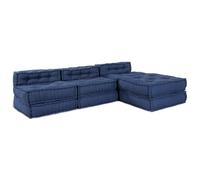 vidaXL Set di Pouffe Modulari Indaco di 4 Design in Cotone Morbido Seduta Compatta per Soggiorno e Camera da Letto Decorazione Moderna Uso Interno Sedile in Tessuto Pieghevole Soluzioni Flessibili