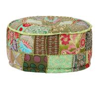 vidaXL Pouf Patchwork Rotondo Fatto a Mano in Cotone 40x20 cm Verde