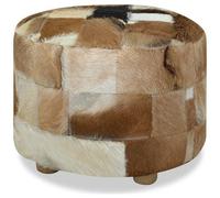 VIDAXL - Pouf Rotondo In Vera Pelle 50x50x45 Cm