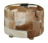 vidaXL Pouf Rotondo in Vera Pelle 50x50x45 cm