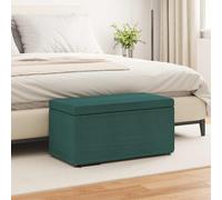 vidaXL Pouf Verde Scuro 81 x 41 x 40 cm Tessuto e Legno Ingegnerizzato