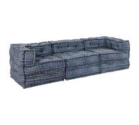 vidaXL Pouffe Divano Modulare a 3 posti in Tessuto Blu