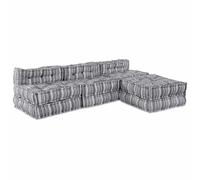 vidaXL Pouffe Divano Modulare per 4 Persone che diventa un Divano in Tessuto Grigio Chiaro