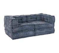vidaXL Pouffe Sofa Modulare a 2 Posti Convertibile in Tessuto Indigo