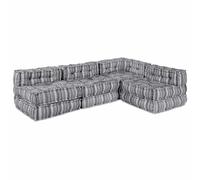 vidaXL Pouffe Sofa Modulare per 4 Persone che Diventa un Letto in Tessuto Grigio Chiaro