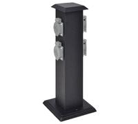 vidaXL Presa Elettrica da Giardino con Pilastro Nero