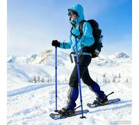 vidaXL Racchette da neve 3 in 1 con bastoncini da trekking, blu, 30 pollici, giardino e terrazza, attrezzatura da neve regolabile, attrezzatura sportiva invernale, kit da trekking da esterno