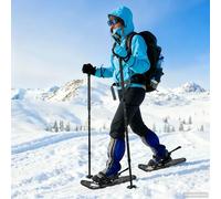 vidaXL Racchette da neve 3 in 1 con bastoni da trekking neri, 25 pollici, giardino e terrazza, attrezzatura da neve regolabile, attrezzatura sportiva invernale, kit da trekking da esterno, accessori