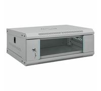 vidaXL Rack di rete industriale con serrature, grigio 530 x 450 x 210 mm, in acciaio opaco con porta in vetro temperato, montato a parete, capacità 4U, chiusura sicura con maniglia, costruzione SPCC.