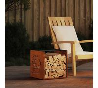 vidaXL Rastrelliera per Legna da Ardere 40x40x40 cm in Acciaio Corten
