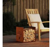 vidaXL Rastrelliera per Legna da Ardere 40x40x40 cm in Acciaio Corten