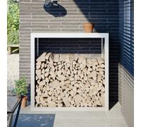vidaXL Rastrelliera per Legna da Ardere Bianca 100x40x100cm in Acciaio, Porta Legna, portalegna da Esterno, portalegna da Interno, Porta ceppi