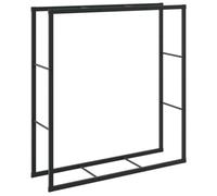 vidaXL Rastrelliera per Legna da Ardere Nera 110x30x116 cm in Acciaio, portalegna da ardere, portalegna, portalegna da Camino