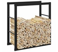 vidaXL Rastrelliera per Legna da Ardere Nera 55x30x61 cm in Acciaio, portalegna da ardere, portalegna, portalegna da Camino, deposito Legna da ardere