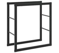 vidaXL Rastrelliera per Legna da Ardere Nera 55x30x61 cm in Acciaio, portalegna da ardere, portalegna, portalegna da Camino, deposito Legna da ardere