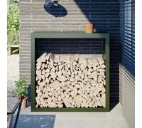 vidaXL Rastrelliera per Legna da Ardere Verde 100x40x100 cm in Acciaio, Porta Legna, portalegna da Esterno, portalegna da Interno, Porta ceppi