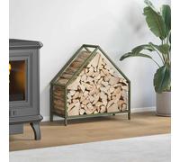 vidaXL Rastrelliera per Legna da Ardere Verde Oliva 60x25x60 cm