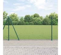 vidaXL Recinto in Filo Saldato con 13 Pali Flangiati Verde 1.2x25 m Acciaio