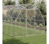 vidaXL Recinto per Polli 2,5x8x2,25 m in Acciaio Zincato