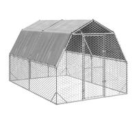 vidaXL Recinto per Polli con Tetto 2,5x4x2,25 m in Acciaio Zincato, recinto per polli walk-in, pollaio in metallo, pollaio walkin, pollaio walk-in