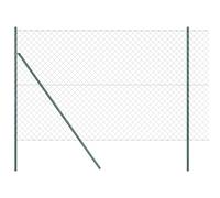 vidaXL Recinzione a Catena con 7 Post, 1.6 x 10m, in Acciaio Zincato, Superficie Liscia, Verde, per Uso Esterno, Barriera di Sicurezza, Pannello Impermeabile, Resistente alla Corrosione