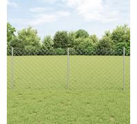vidaXL Recinzione a Maglie con 10 U Posts Argento 0.8x10 m Acciaio