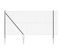 vidaXL Recinzione a Maglie con 13 Pali a Punta 1 x 25 m, in Acciaio Zincato, Superficie Liscia, Colore Grigio, Perfetta per Uso All'aperto, Giardino, Terrazza, Barriera di Sicurezza, Pannello Imperme