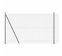 vidaXL Recinzione a Maglie con 7 Posti Flangiati, 1.4 x 10m, in Acciaio Zincato, Superficie Liscia, Colore Grigio. Pannelli per Uso Esterno, Barriera per Giardino, Recinzione, Enclosure, Terreno, So