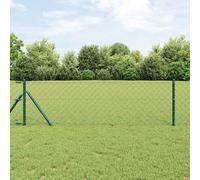 vidaXL Recinzione a maglie con posti Verde 0.6 x 10 m Acciaio