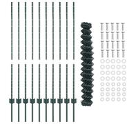 vidaXL Recinzione a catena con 10 palo U verde 1,2 x 10 m in acciaio | recinzione metallica resistente ai raggi UV durevole barriera esterna per recinzione da giardino galvanizzata tradizionale