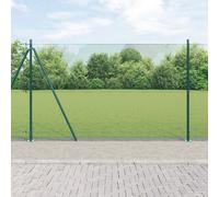 vidaXL Recinzione a Rete Saldato con 7 Pali Flangiati Verde 1.4x10 m Acciaio