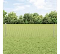 vidaXL Set di recinzioni da giardino in acciaio zincato grigio | recinzione metallica esterna resistente ai raggi UV include 1 rotolo da 50 m e 24 pali design rettangolare durevole per limiti di