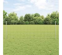 vidaXL Set di Recinzione da Giardino in Acciaio Zincato Resistente ai UV, Include Pannelli e Pali, Design Durevole Rettangolare per Campo o Sicurezza Esterna Industriale Robusta