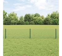 vidaXL Recinzione a rete cablata con 10 pali U verde 0,4 x 10 m in acciaio | Recinzione in metallo resistente UV durevole design strutturato per demarcazione dei confini giardino a lunga durata a