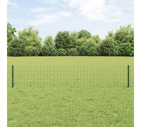 vidaXL Recinzione euro, verde, 0,4 x 10 m, in acciaio, resistente ai raggi UV, contiene 1 pannello, design industriale durevole per limiti, soluzioni da giardino, barriera verniciata a polvere