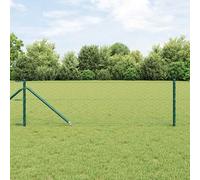 vidaXL Recinzione Esagonale Verde 0,8x25 m in Acciaio, Pali per Recinzione picchetti 13 PCS Ø32 mm 100 cm in Acciaio Zincato