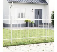 vidaXL Set di pannelli di recinzione esterni durevoli in metallo bianco acciaio 9 recinzioni rettangolari moderna superficie opaca per giardino e cortile, facile da curare, design di lunga durata