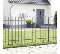 vidaXL Recinzione da Giardino con Parte Superiore a Cestello, Grigia, 15.3x0.8 m, Acciaio