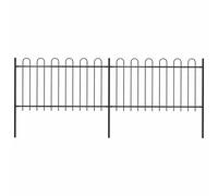 vidaXL Recinzione da Giardino con Parte Superiore ad Anello in Acciaio 359x100 cm Nera