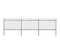 vidaXL Recinzione da Giardino con Parte Superiore ad Anello in Acciaio 537x120 cm Nera