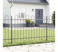 vidaXL Recinzione da Giardino con Parte Superiore ad Arco, Grigia 11,9x1,2 m in Acciaio
