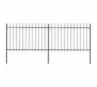 vidaXL Recinzione da Giardino con Punta a Lancia Decorativa Robusta Pannelli e Pali Recinto Barriera Esterna in Acciaio Verniciato 3,4x1,2 m Nero