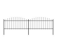 vidaXL Recinzione da Giardino con Punta a Lancia Decorativa Robusta Pannelli e Pali Recinto Esterni in Acciaio Verniciato (0,5-0,75) x3,4m Nero