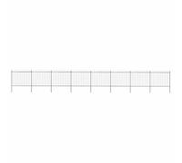 AX Recinto 8Pannelli Punta Lancia Telaio 9 Pali Perimetrale 13.6x2m Nero 277636