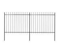 vidaXL Recinzione da Giardino con Punta a Lancia in Acciaio 359x150 cm Nero