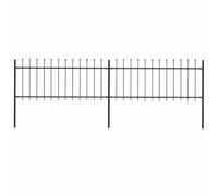 vidaXL Recinzione da Giardino con Punta a Lancia Decorativa Robusta Pannelli e Pali Recinto Barriera Esterna in Acciaio Verniciato 3,4x0,8 m Nero