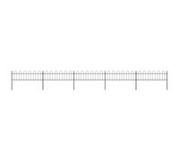AX Recinzione 8.5x1.1m Nero 5Pannelli 6 Paletti Barre Punte Tonde Cerchio 277642